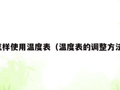 怎样使用温度表(温度表的调整方法)