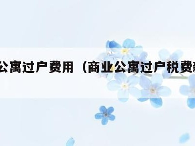 商业公寓过户费用（商业公寓过户税费新规2021）