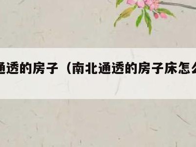 南北通透的房子(南北通透的房子床怎么摆放)
