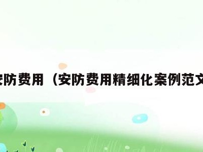 安防费用(安防费用精细化案例范文)