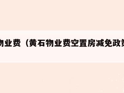 黄石物业费（黄石物业费空置房减免政策文件）