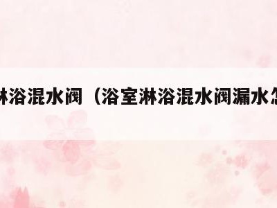 浴室淋浴混水阀（浴室淋浴混水阀漏水怎么办）