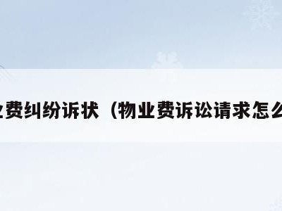 物业费纠纷诉状(物业费诉讼请求怎么写)