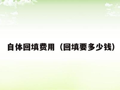 自体回填费用(回填要多少钱)