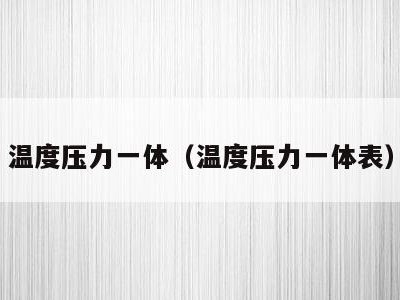 温度压力一体(温度压力一体表)