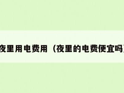 夜里用电费用（夜里的电费便宜吗）