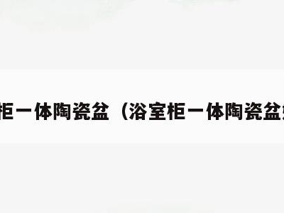 浴室柜一体陶瓷盆（浴室柜一体陶瓷盆好吗）