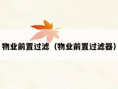 物业前置过滤(物业前置过滤器)