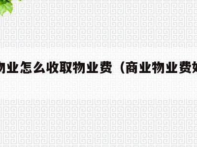 商业物业怎么收取物业费(商业物业费如何收取)