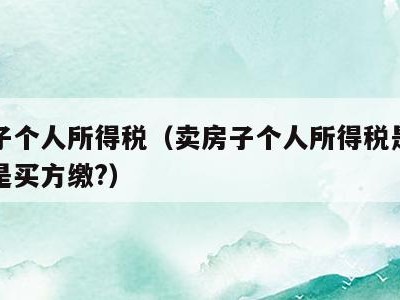 买房子个人所得税(卖房子个人所得税是卖方缴还是买方缴?)