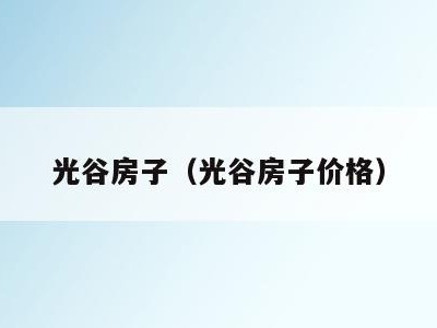 光谷房子(光谷房子价格)