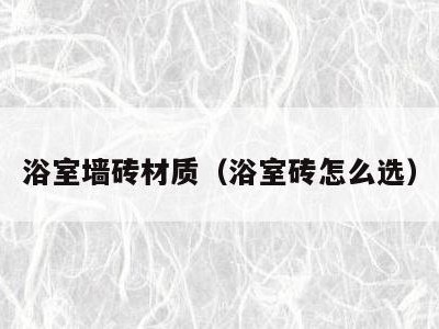 浴室墙砖材质(浴室砖怎么选)