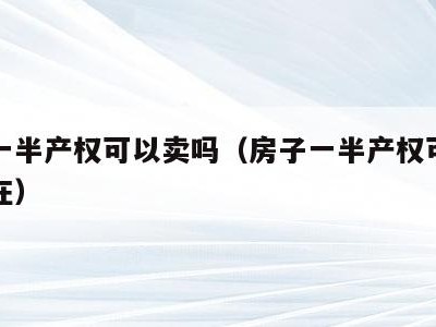 房子一半产权可以卖吗(房子一半产权可以卖吗现在)