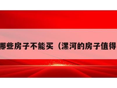 漯河哪些房子不能买(漯河的房子值得买吗)