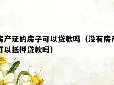 没有房产证的房子可以贷款吗(没有房产证的房子可以抵押贷款吗)