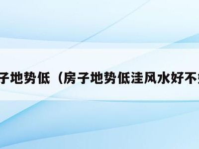 房子地势低（房子地势低洼风水好不好）