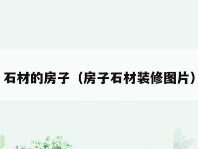 石材的房子(房子石材装修图片)