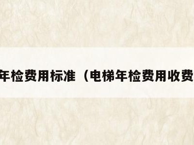 电梯年检费用标准(电梯年检费用收费标准)