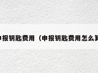 申报钥匙费用(申报钥匙费用怎么算)