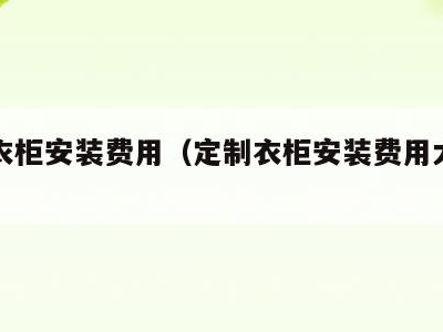 定制衣柜安装费用(定制衣柜安装费用大概多少)