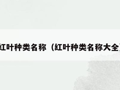 红叶种类名称(红叶种类名称大全)