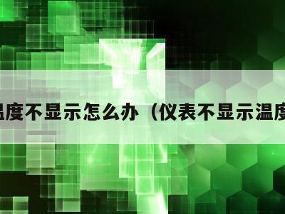 温度不显示怎么办(仪表不显示温度)