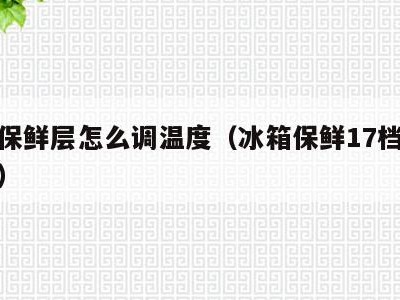 冰箱保鲜层怎么调温度(冰箱保鲜17档哪个最冷)