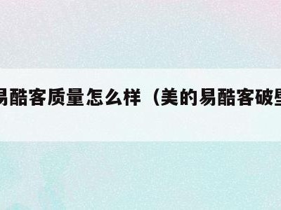 美的易酷客质量怎么样(美的易酷客破壁机怎么样)