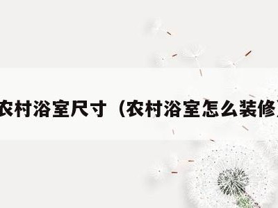 农村浴室尺寸(农村浴室怎么装修)