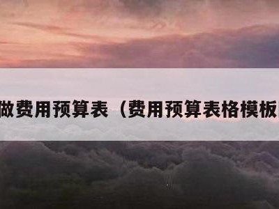 怎么做费用预算表(费用预算表格模板图片)