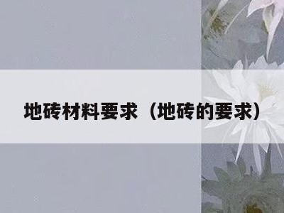 地砖材料要求（地砖的要求）