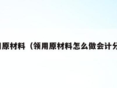 领用原材料(领用原材料怎么做会计分录)