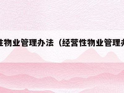 经营性物业管理办法（经营性物业管理办法规定）