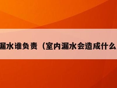 室内漏水谁负责（室内漏水会造成什么后果）