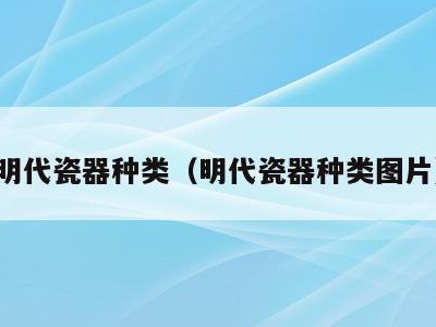 明代瓷器种类（明代瓷器种类图片）