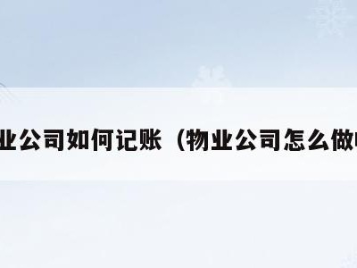物业公司如何记账(物业公司怎么做帐)