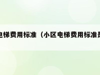 小区电梯费用标准（小区电梯费用标准是多少）