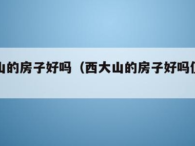 西大山的房子好吗（西大山的房子好吗值得买吗）