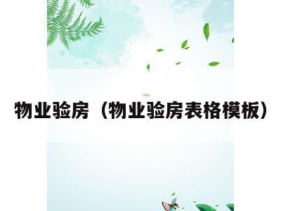 物业验房(物业验房表格模板)