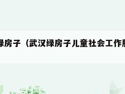 武汉绿房子(武汉绿房子儿童社会工作服务中心)