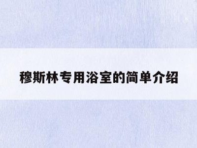 穆斯林专用浴室的简单介绍