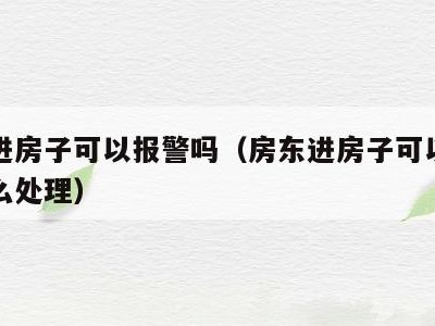 房东进房子可以报警吗（房东进房子可以报警吗怎么处理）