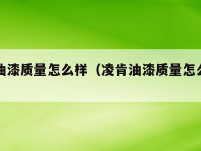凌肯油漆质量怎么样(凌肯油漆质量怎么样知乎)