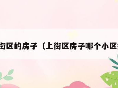 上街区的房子(上街区房子哪个小区好)