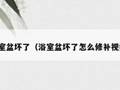 浴室盆坏了（浴室盆坏了怎么修补视频）