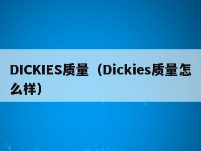 DICKIES质量(Dickies质量怎么样)