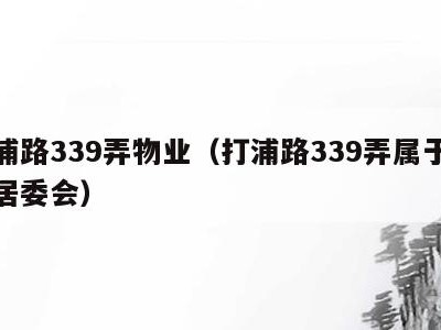 打浦路339弄物业(打浦路339弄属于什么居委会)