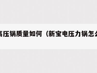 新宝高压锅质量如何(新宝电压力锅怎么用法)