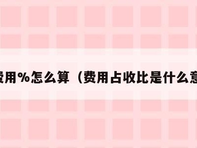 占费用%怎么算(费用占收比是什么意思)