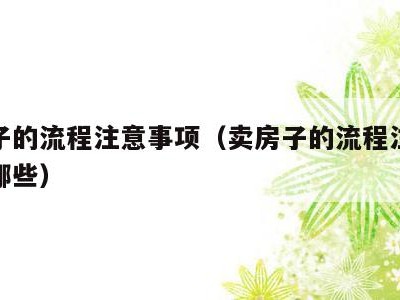 卖房子的流程注意事项（卖房子的流程注意事项有哪些）